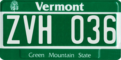 VT license plate ZVH036