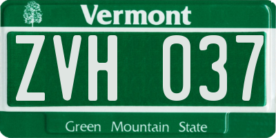 VT license plate ZVH037