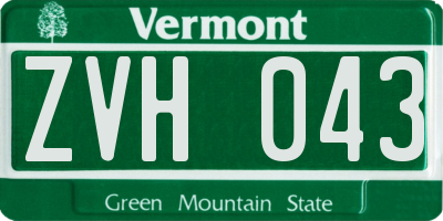 VT license plate ZVH043