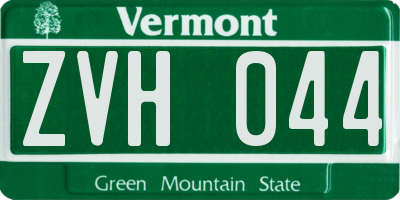 VT license plate ZVH044