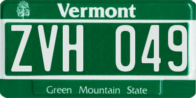 VT license plate ZVH049
