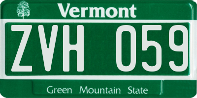 VT license plate ZVH059