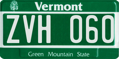 VT license plate ZVH060