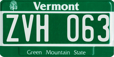 VT license plate ZVH063
