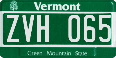 VT license plate ZVH065