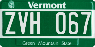 VT license plate ZVH067