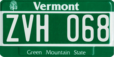VT license plate ZVH068