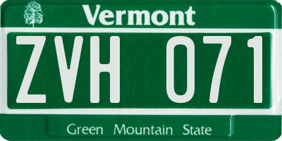 VT license plate ZVH071