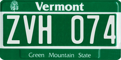 VT license plate ZVH074