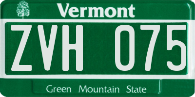 VT license plate ZVH075