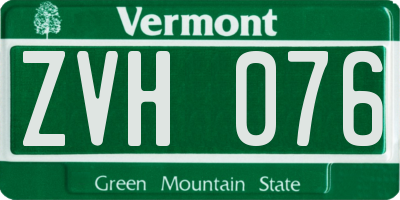 VT license plate ZVH076
