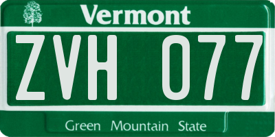 VT license plate ZVH077