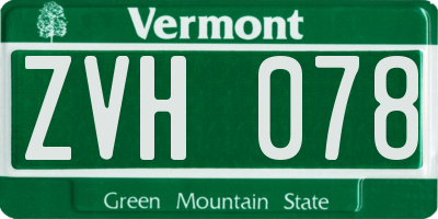 VT license plate ZVH078