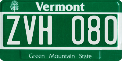 VT license plate ZVH080