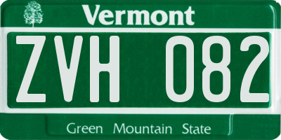 VT license plate ZVH082
