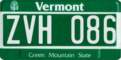 VT license plate ZVH086