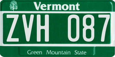 VT license plate ZVH087