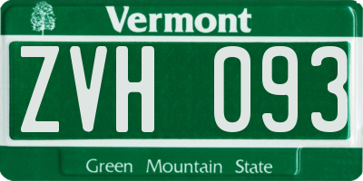 VT license plate ZVH093