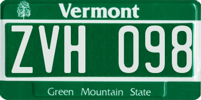 VT license plate ZVH098