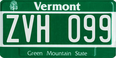 VT license plate ZVH099