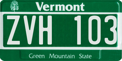 VT license plate ZVH103