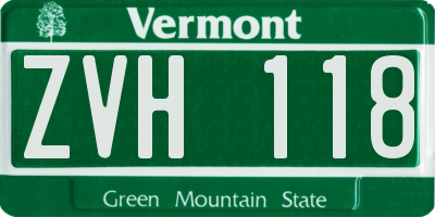 VT license plate ZVH118