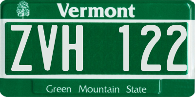 VT license plate ZVH122