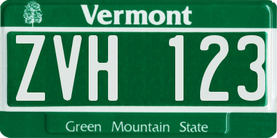 VT license plate ZVH123
