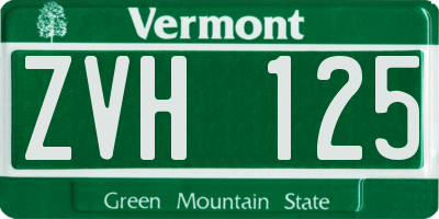 VT license plate ZVH125