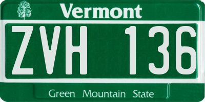 VT license plate ZVH136