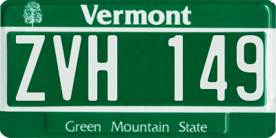 VT license plate ZVH149