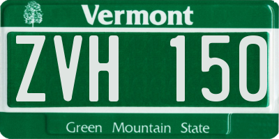VT license plate ZVH150