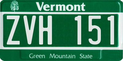 VT license plate ZVH151