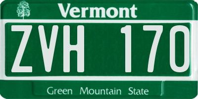 VT license plate ZVH170