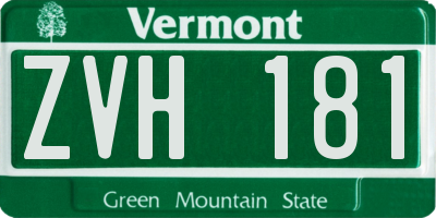 VT license plate ZVH181
