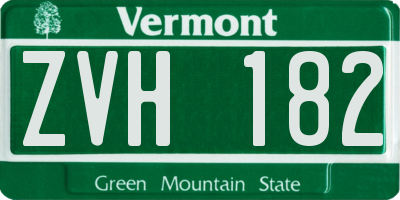 VT license plate ZVH182