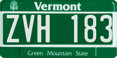 VT license plate ZVH183
