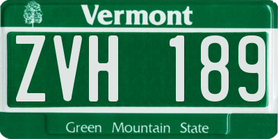 VT license plate ZVH189