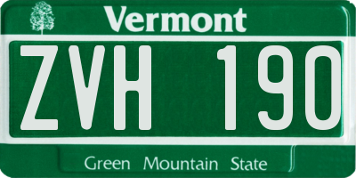 VT license plate ZVH190