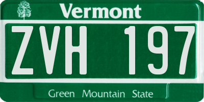VT license plate ZVH197