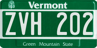 VT license plate ZVH202