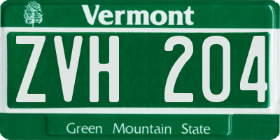 VT license plate ZVH204
