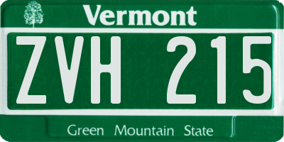 VT license plate ZVH215
