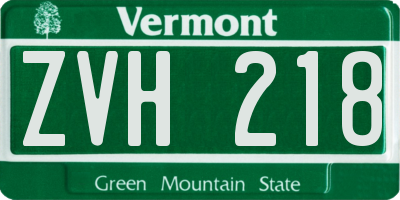 VT license plate ZVH218