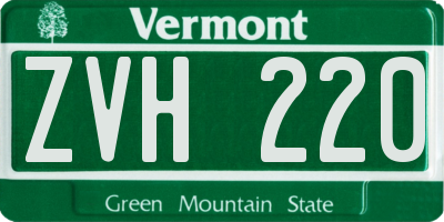 VT license plate ZVH220