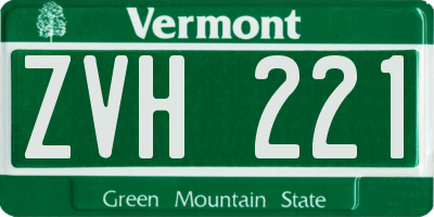 VT license plate ZVH221
