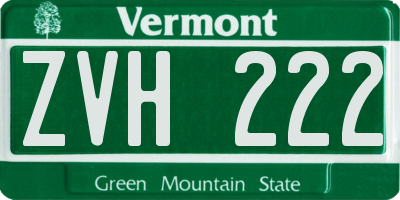VT license plate ZVH222