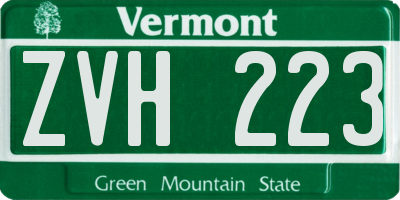 VT license plate ZVH223