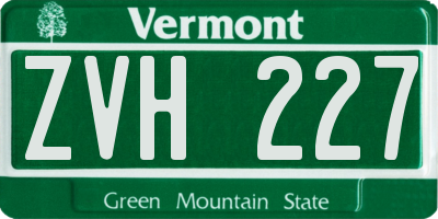 VT license plate ZVH227