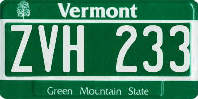 VT license plate ZVH233